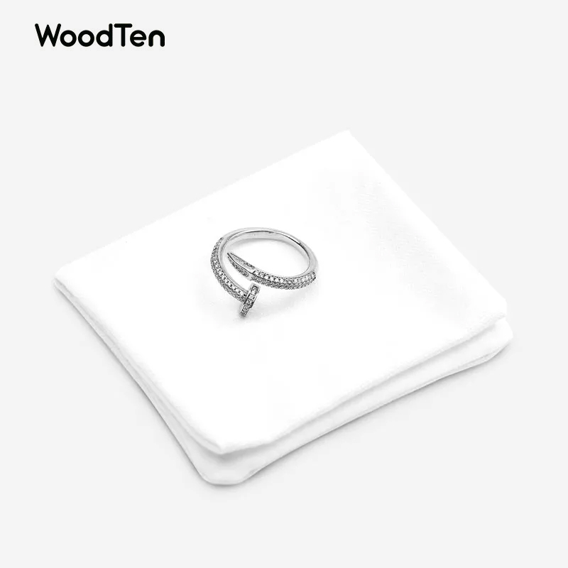 New Arrivals white simple fabric pouch with stitching foldable jewelry pouch linen fabric for bracelet necklace jewelry pouch
