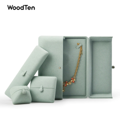 New Arrival Ice Blue Custom Jewelry Pakcaging Box Microfiber Jewelry Box Custom Logo