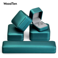 Competitive Price Green Leather Jewelry Box Full Set Packaging Storage Box with Super Fiber Inside