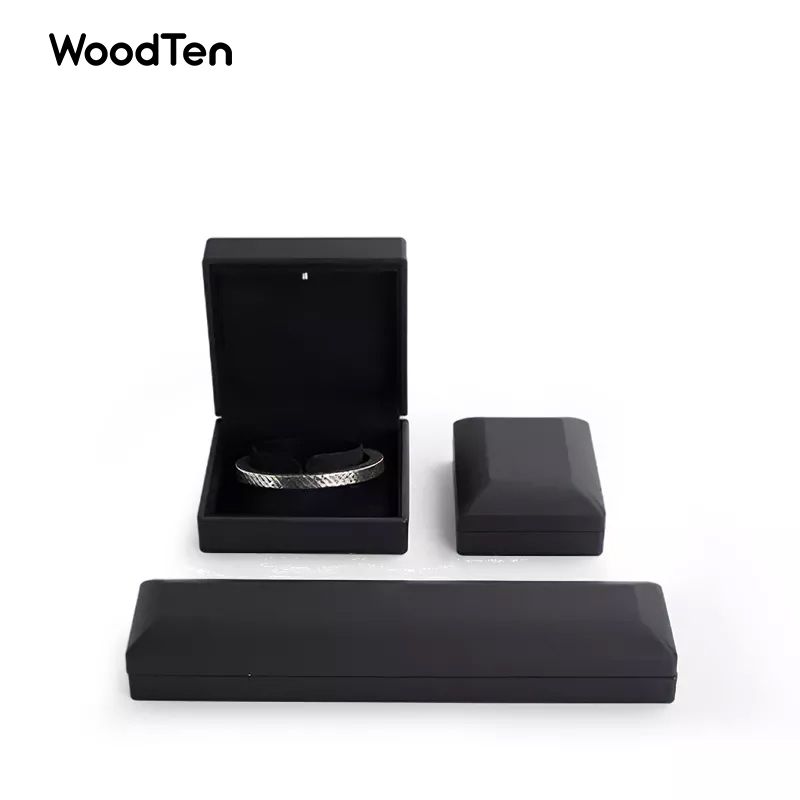 H001-New Hot Selling Black Spray Paint Suede Insert Ring Boxes with outer paper Gift box Packaging Jewelry Boxes