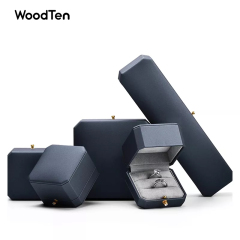 2022 High-end Octagonal shape jewelry packaging box necklace Boxes navy blue Pu leather Custom Jewelry Packing boxes