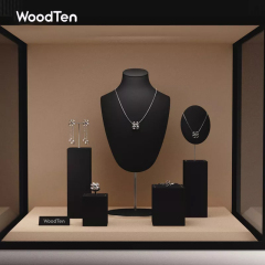 Hot Sale Black Microfiber Jewelry Display Stand Necklace Wedding ring Bracelet display set luxury jewellery holder