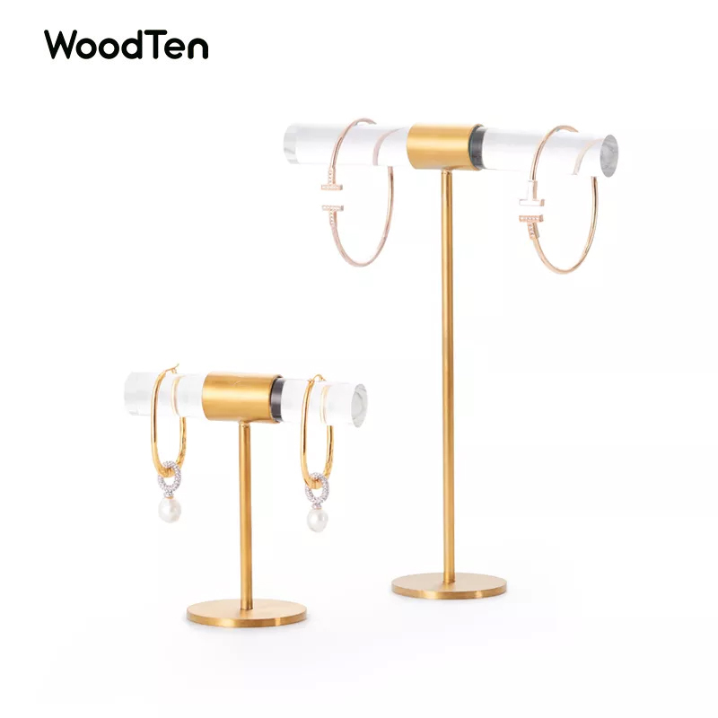 New Arrival Luxury Metal and Acrylic Jewelry Display stands for Ring Earring Display With Gold color