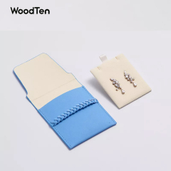 Hot sale custom blue pu leather jewelry pouch with insert for earring pendant package with custom logo