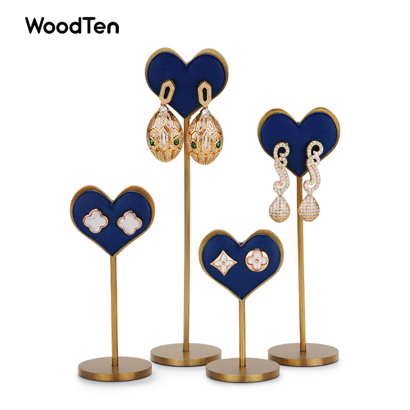 JS053 Luxury heart shape metal jewelry display stand for earring