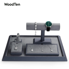 New arrival luxury bangle display grey pu leather and microfiber T-bar jewelry bracelet display cabinet stands