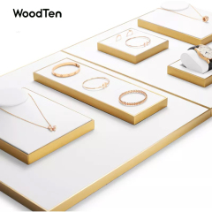 TT073 New Design PU Leather Jewelry Display Stand For Counter Showcase Ring Necklace Bracelet Displays Jewellery Display Set