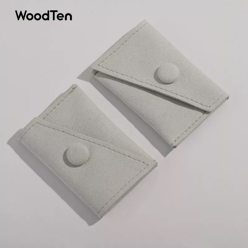 high level luxury grey microfiber jewelry pouch for ring n