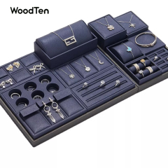 Navy Blue PU Leather Display Stand Set Counter Display Set