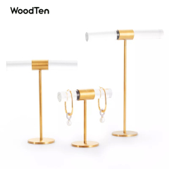 New Arrival Luxury Metal and Acrylic Jewelry Display stands for Ring Earring Display With Gold color