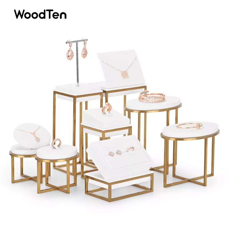 JS077-New Microfiber Jewelry Display Stand With Metal For Ring Earring Bracelet Necklace