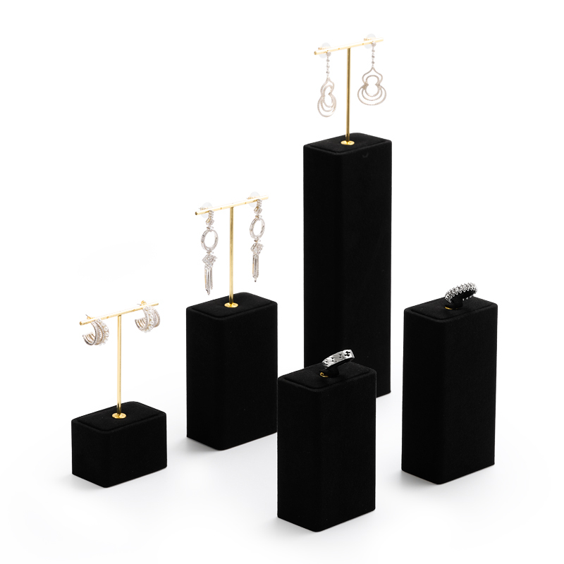 TT102 Luxury Mircofiber Materials Black Jewelry Display Set