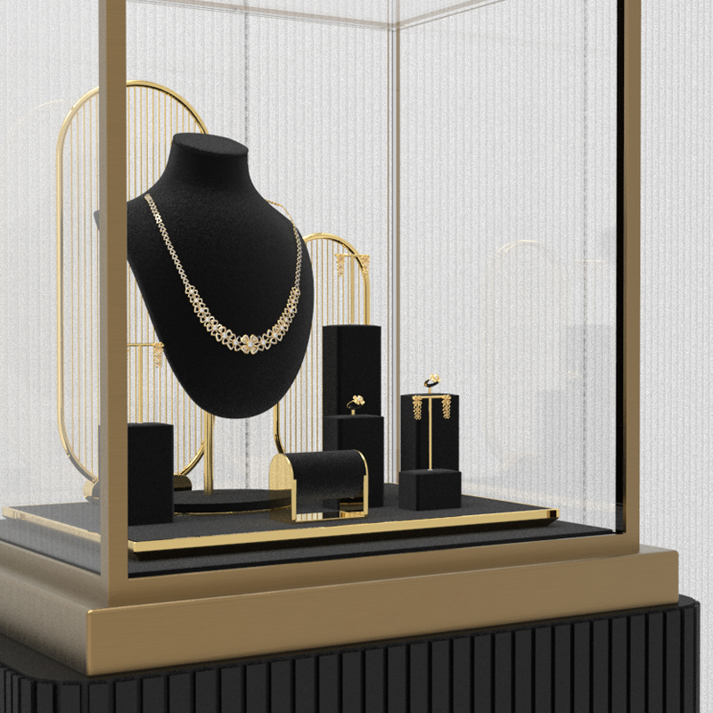 TT102 Luxury Mircofiber Materials Black Jewelry Display Set