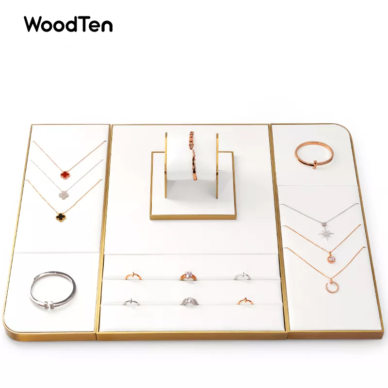 New Design Multi Functions Luxury Jewelry Display Set White Jewelry Showcase Displays