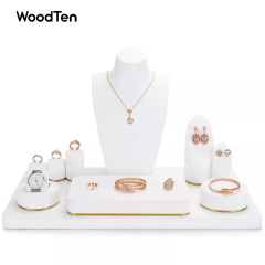Wholesale hot sale exquisite white microfiber ring earring display busts metal rack showcase jewellery stand for jewelry