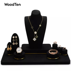 New Custom Black Microfiber Shop Window Display Earrings Necklace Ring Display Props