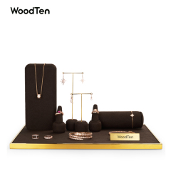 TT095-Newest Arrival Coffee Microfiber Jewelry Metal Display For Ring Earring Pendant Necklace Showcase Jewelry Stands