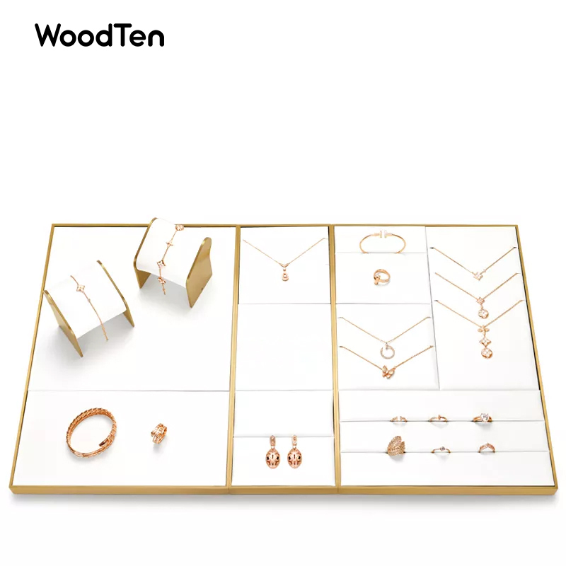 2022 New Arrival White Jewelry Display Stand Set PU Leather Display