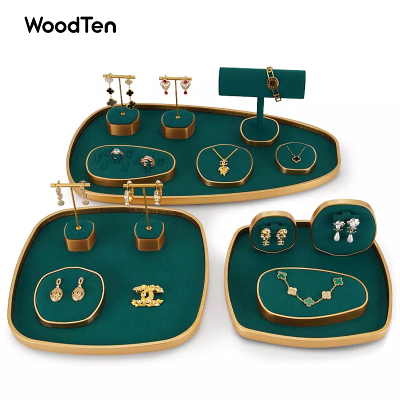 New Design Jewelry Store Counter Display Stand Set Earring Pedant Mirco fiber Display Set