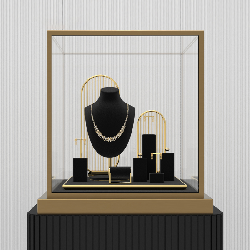 TT102 Luxury Mircofiber Materials Black Jewelry Display Set