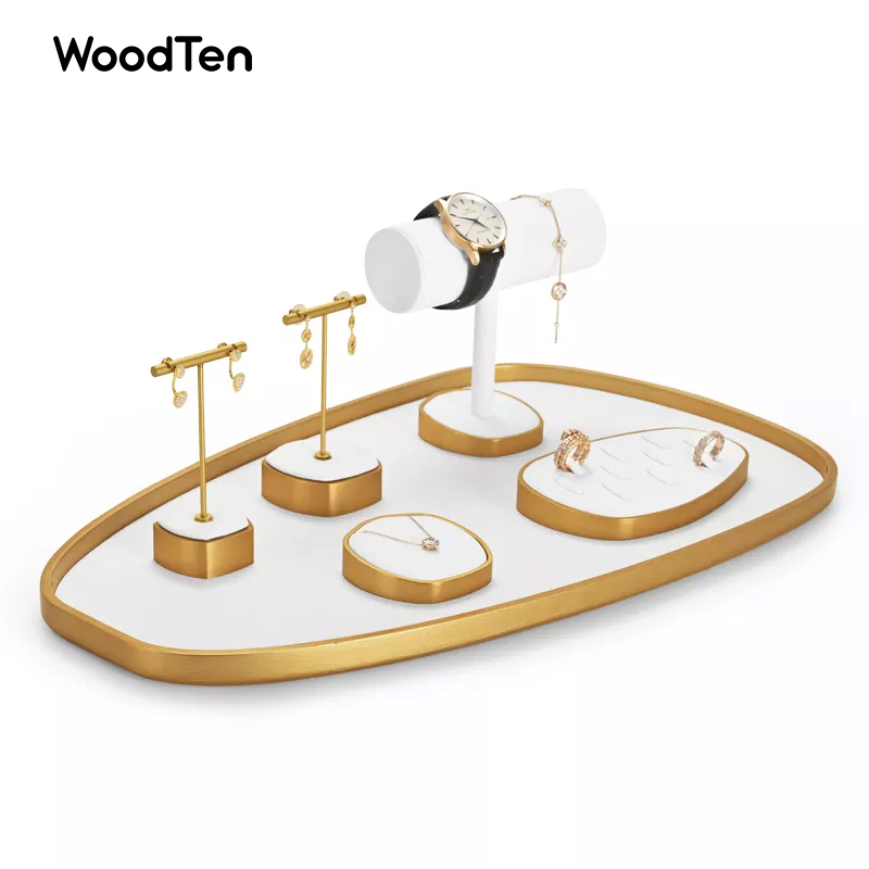 TT045-New Jewelry Display Stand Set For Showcase With Microfiber Metal For Ring Earring Pendant Bracelet