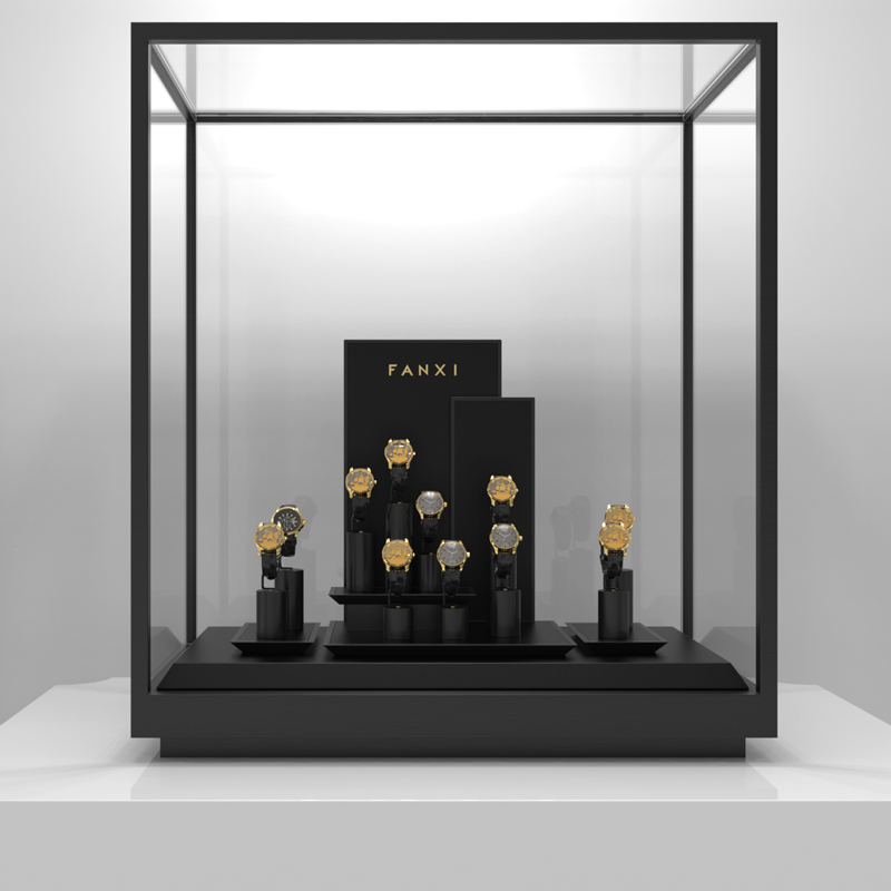 New Design Watch Display Stand Matte Black Jewelry Window Display Set