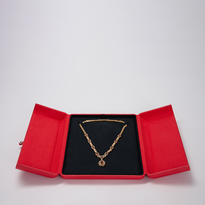 Customized Red PU Leather Black Microfiber inside ring diamond wedding gift packaging storage boxes for jewels