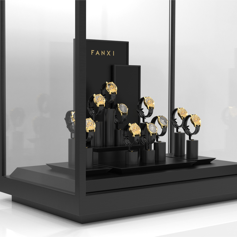 New Design Watch Display Stand Matte Black Jewelry Window Display Set