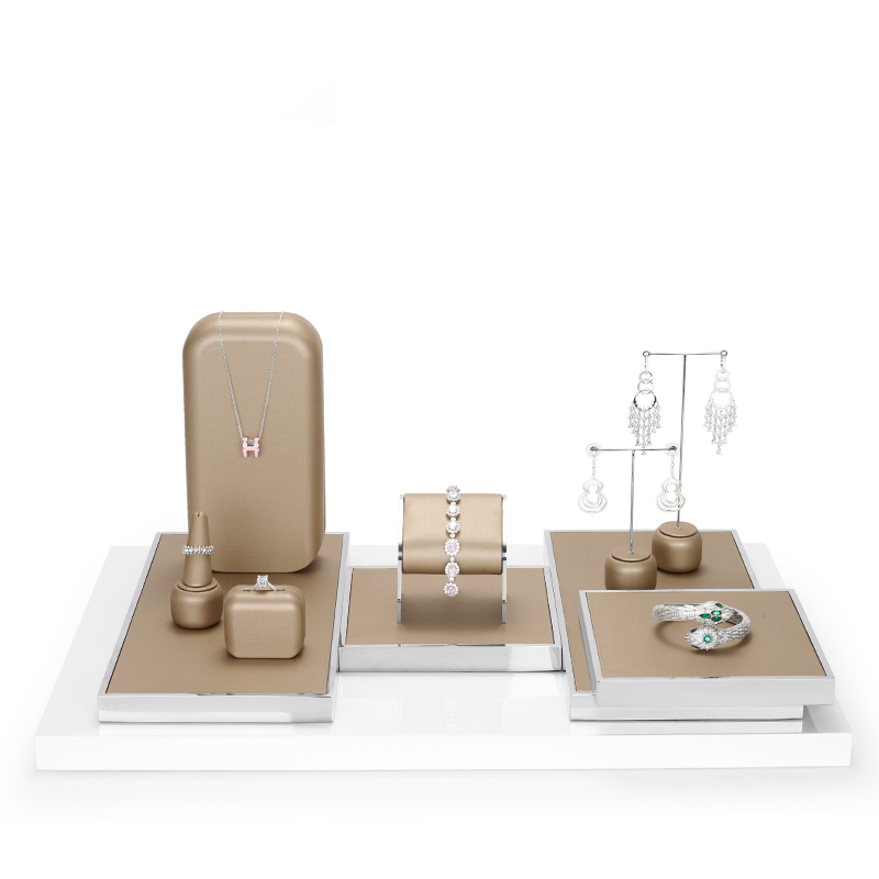 TT114 FANXI New Metal Leather Jewelry Display Sets For Showcase Ring Earring Pendant Bracelet Display
