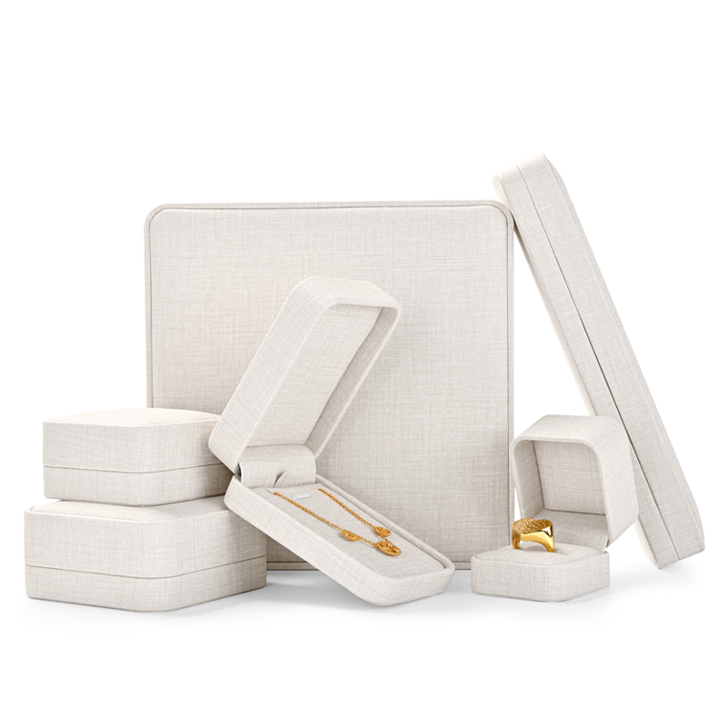 TC-H081 China Wholesale Custom Elegant Ivory White PU Leather Jewelry Gift Boxes Ring Earrings Bangle Necklace Jewelry Package Box