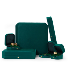 New Arrival Green PU Leather Jewelry button Boxes for Ring Earrings Bracelet Necklace Jewelry gift Box Packaging set