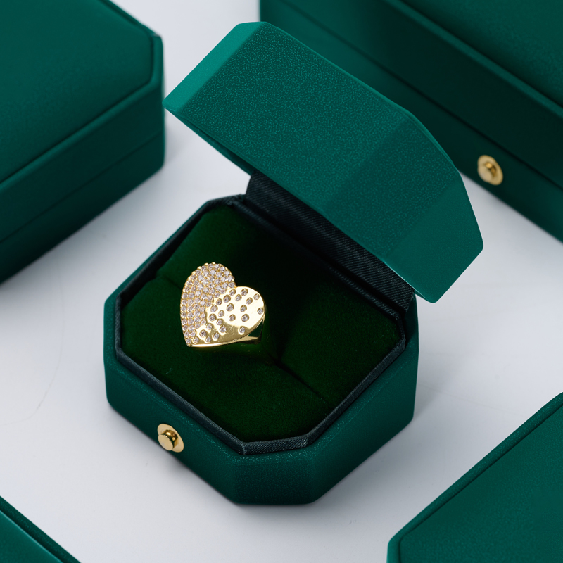 New Arrival Green PU Leather Jewelry button Boxes for Ring Earrings Bracelet Necklace Jewelry gift Box Packaging set