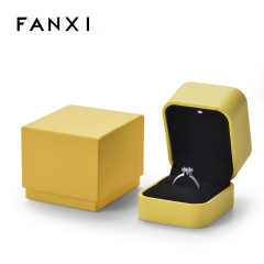 FANXI Hot Sale High Quality Yellow PU Leather Black Microfiber Jewelry Boxes Jewelry Packaging Box