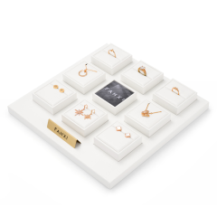 New Arrival high end jewelry Display sets with white pu leather for ring necklace Jewelry Window Display Sets
