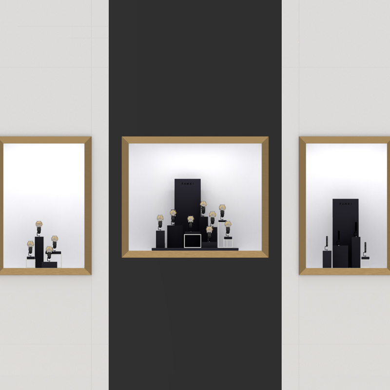 MEIPIN Custom Watch Display Stand MDF Paint & Metal Jewelry Window Display Set