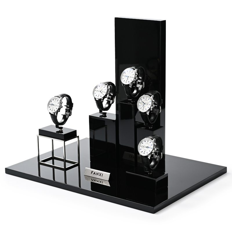 MEIPIN Custom Watch Display Stand MDF Paint & Metal Jewelry Window Display Set