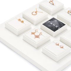 New Arrival high end jewelry Display sets with white pu leather for ring necklace Jewelry Window Display Sets