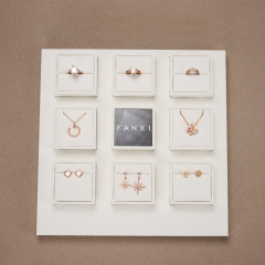 New Arrival high end jewelry Display sets with white pu leather for ring necklace Jewelry Window Display Sets