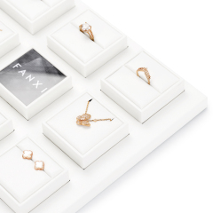 New Arrival high end jewelry Display sets with white pu leather for ring necklace Jewelry Window Display Sets
