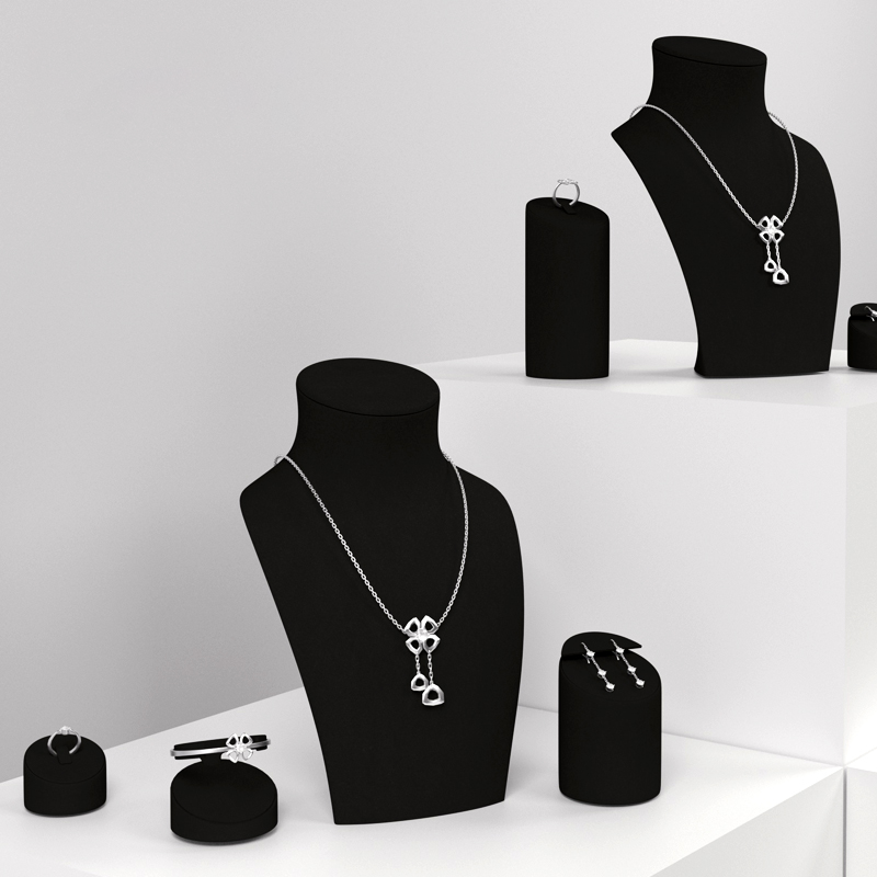 TT154- New black microfiber high end jewelry Display sets for ring necklace Jewelry Window display