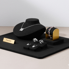 TT165 Factory Customized New Jewelry Display Sets Metal PU Leather Ring Earrings Necklace Holder Jewelry Showcas Display Stand
