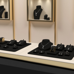 TT165 Factory Customized New Jewelry Display Sets Metal PU Leather Ring Earrings Necklace Holder Jewelry Showcas Display Stand