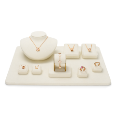 TT164 Factory Customized New Jewelry Display Sets Metal PU Leather Ring Earrings Necklace Holder Jewelry Showcas Display Stand
