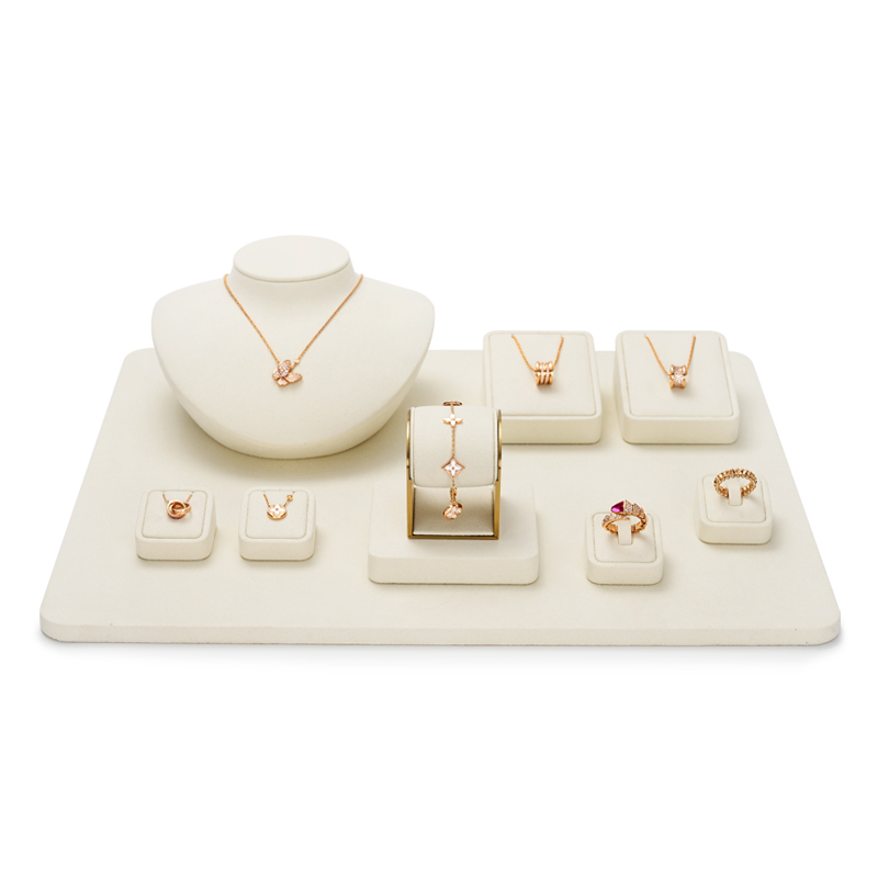 TT164 Factory Customized New Jewelry Display Sets Metal PU Leather Ring Earrings Necklace Holder Jewelry Showcas Display Stand