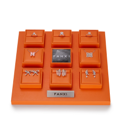 Shiny Orange jewelry Display sets with PU leather for ring necklace Jewelry Window Display Sets Jewelry case