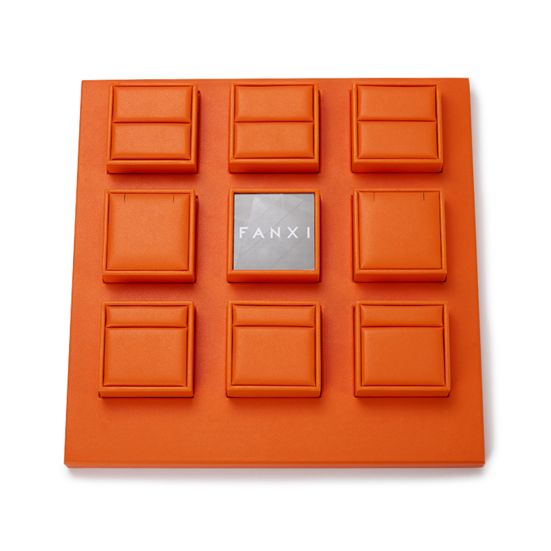 Shiny Orange jewelry Display sets with PU leather for ring necklace Jewelry Window Display Sets Jewelry case