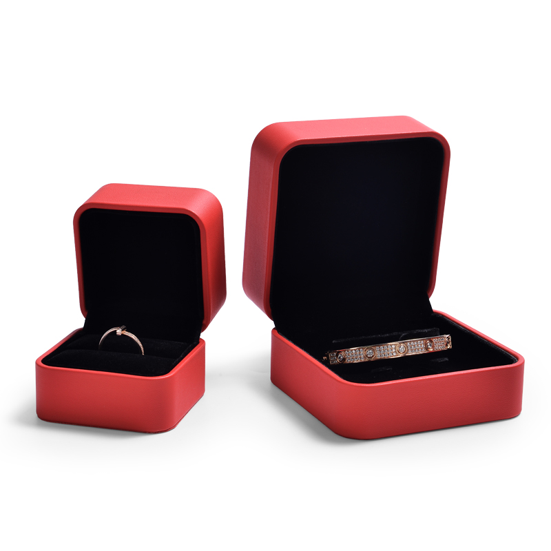Red PU Leather Jewelry Box with black velvet