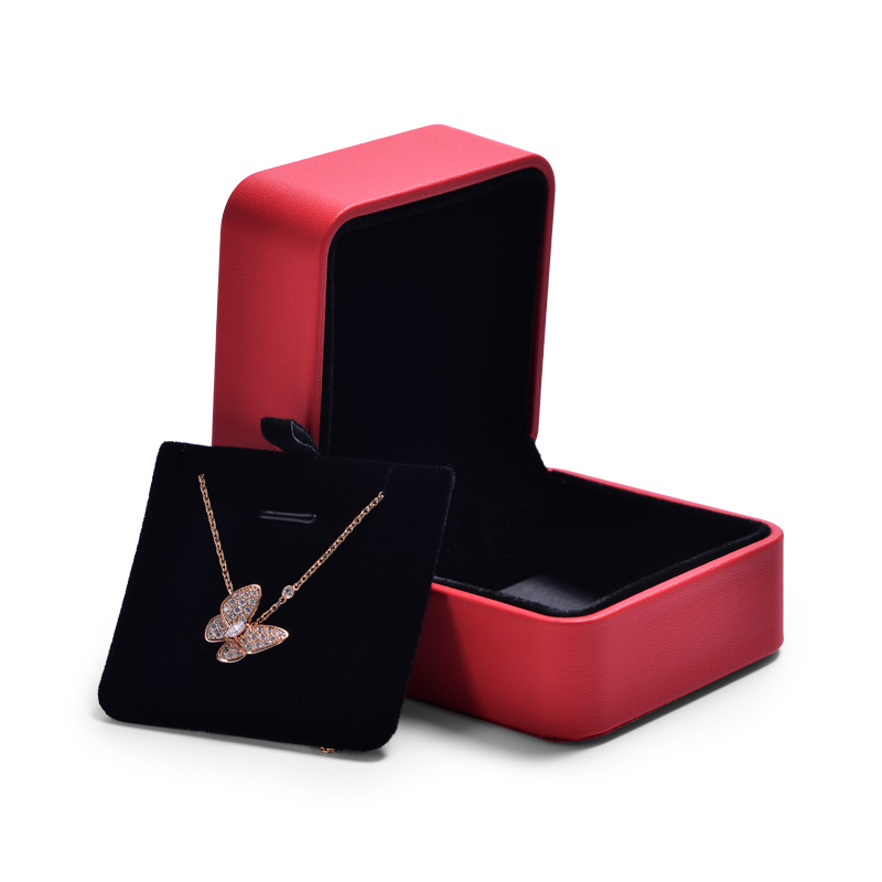 Red PU Leather Jewelry Box with black velvet