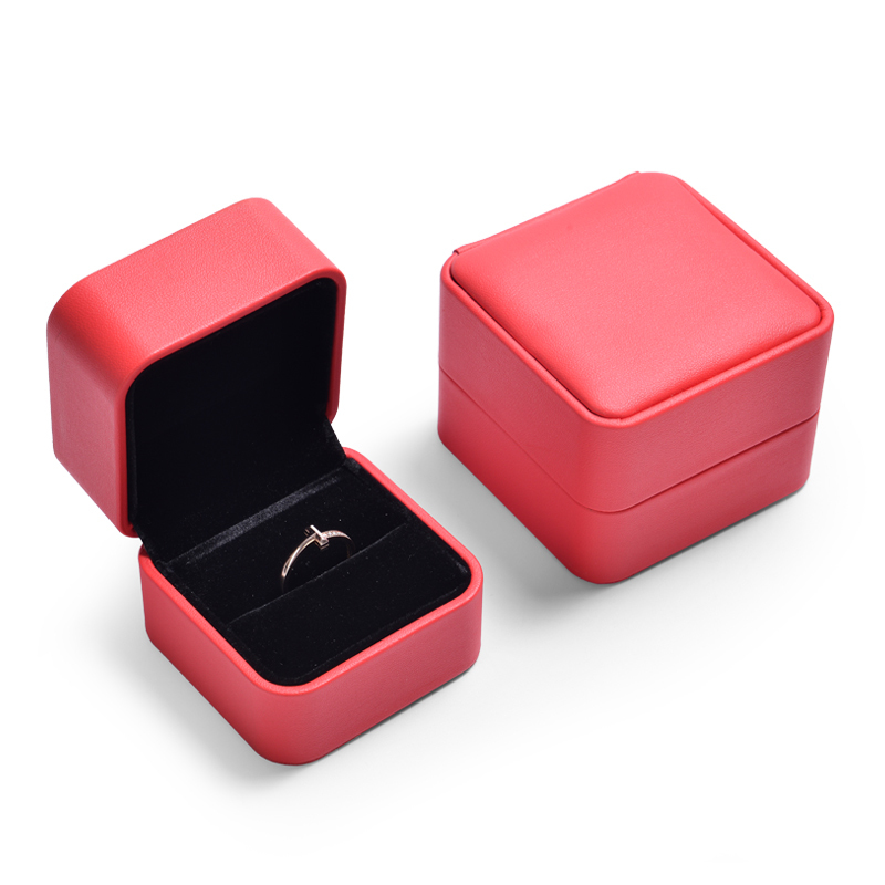 Red PU Leather Jewelry Box with black velvet