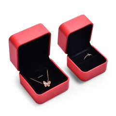 Red PU Leather Jewelry Box with black velvet